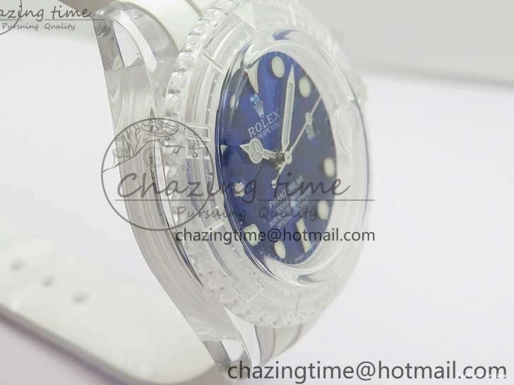 0512 Submariner Phantomlab Transparent KZF Best Edition Deep Blue Dial on White Rubber Strap VR WellDesigned 2568